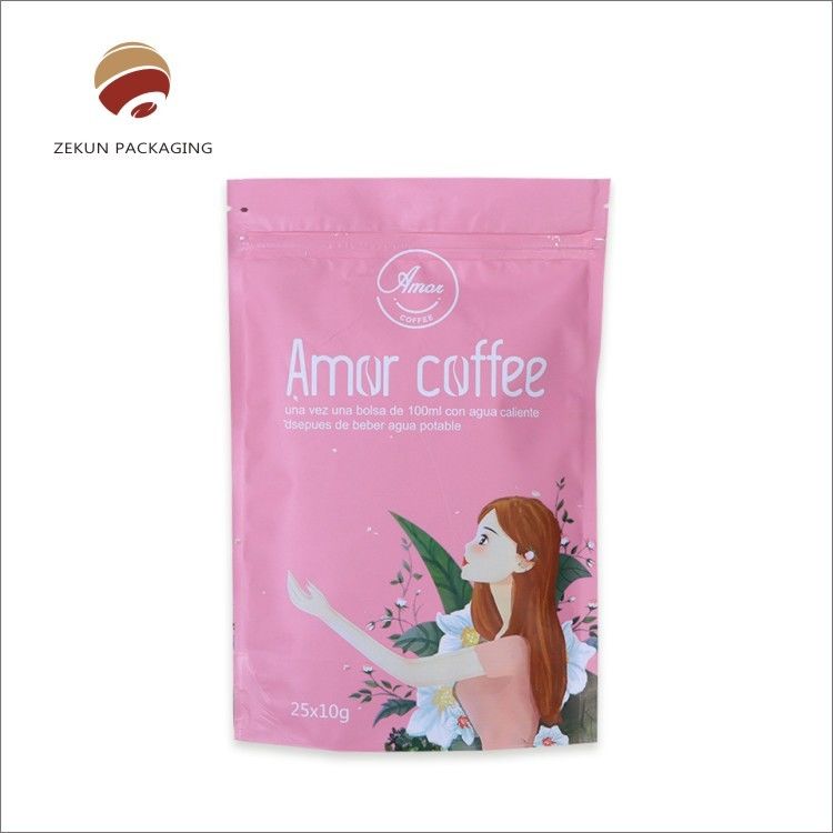 OEM Bolso de cremallera de pie CMYK Color Bolso de plástico de pie con cremallera