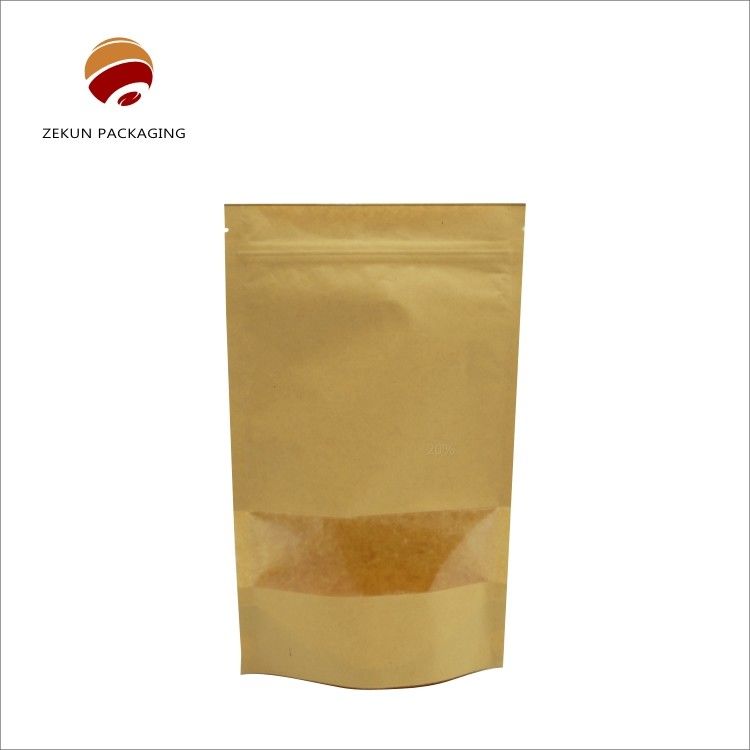 Impresión en grabado Papel Kraft Bolsa de cerradura con cremallera Embalaje de alimentos CMYK Bolsa Kraft PE A prueba de humedad