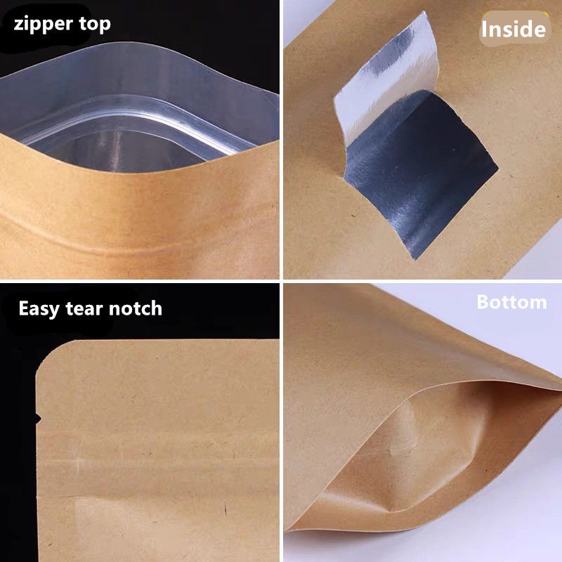 Bolsa de papel kraft ecológica con superficie de impresión de gravura Matt Embalaje de alimentos 200g - 5kgs