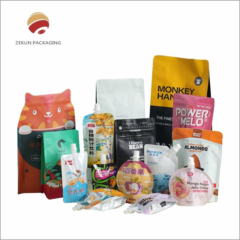 Bolsa de embalaje de bocadillos de diseño personalizado colores CMYK vibrantes acabado protector