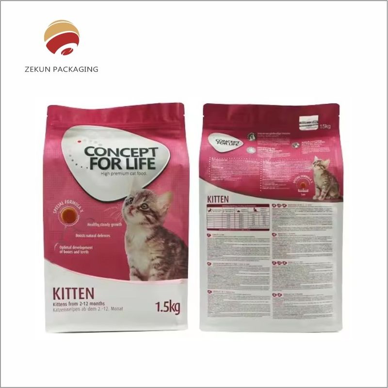 Bolsas de comida para mascotas impresas a medida con colores vibrantes y acabado mate o brillante
