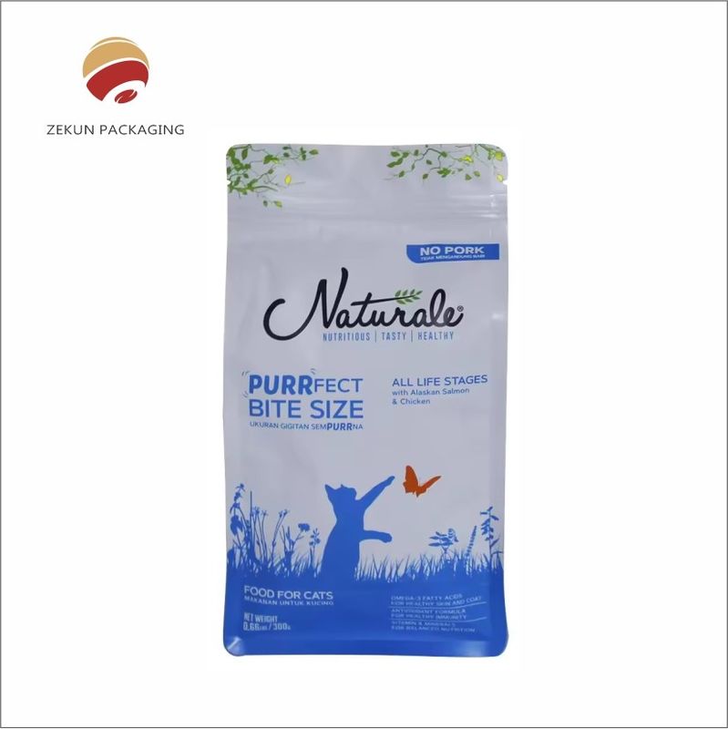 Bolso de alimentos para mascotas de color personalizado con prueba de humedad y cremallera reabreble