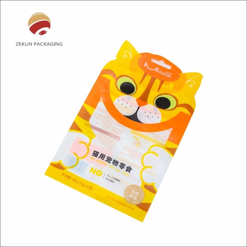 Bolsa de alimentos para mascotas de costumbre colores vibrantes cremallera superior a prueba de humedad impresión de grabado