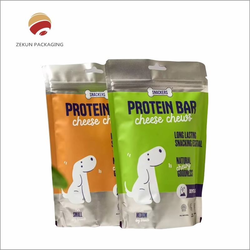 Bolso de comida para mascotas de diseño personalizado con cremallera Vibrante CMYK Impresión de materiales PET / AL / PE