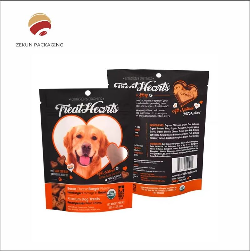 Bolso de comida para mascotas de diseño personalizado con cremallera de colores vibrantes
