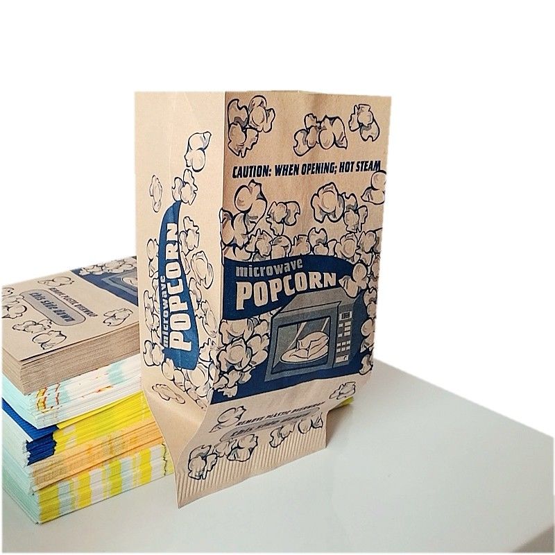 Bolsas de papel de palomitas de maíz plegables y sellados con características a prueba de grasa y de fugas (envasado de 100)
